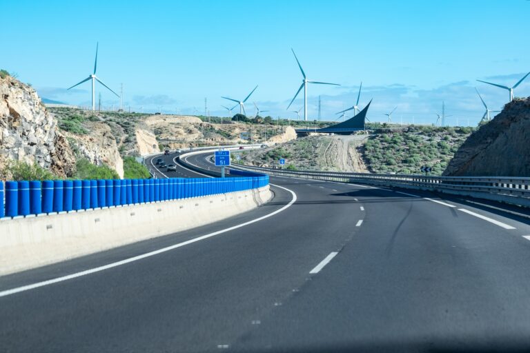 Wind mill park at Tenerife island, atlantic ocean, with several scenic wind turbines